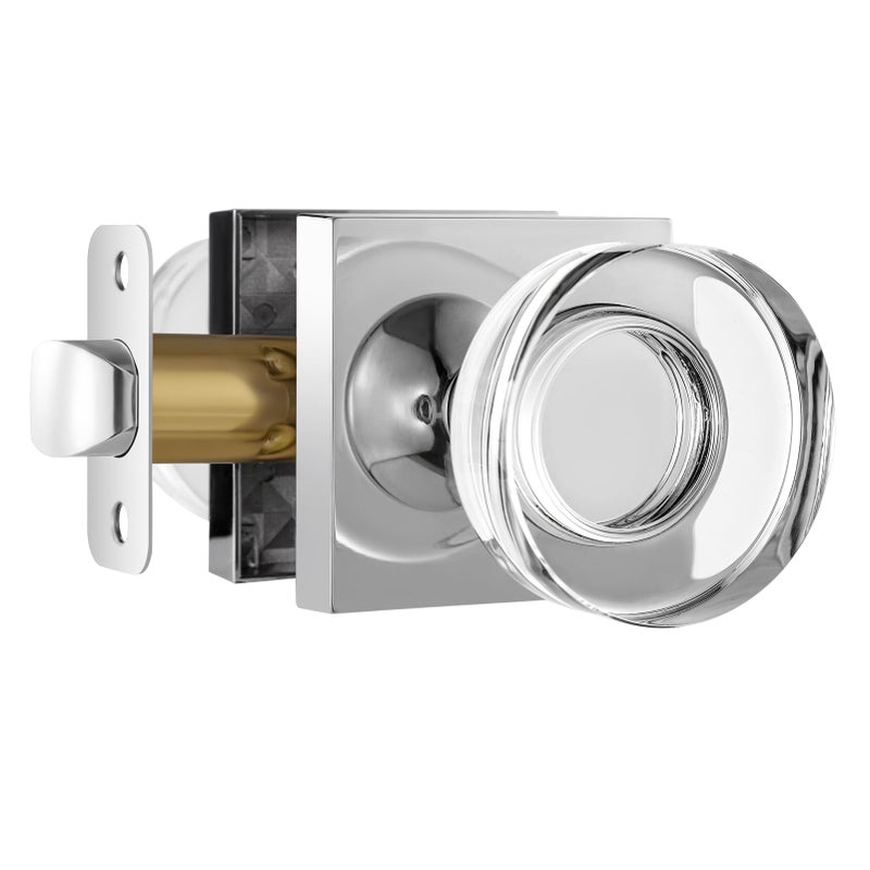 naubea Polished Chrome Door Knobs Glass Door Knobs Interior Passage Door Knob Crystal Interior Door Knob for Closet and Hallway - Image 1